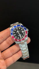 GMT Pepsi | Silver Oyster Chain | Black Dial