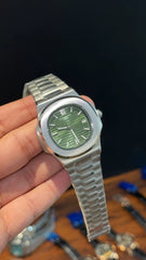 PP Auto | Silver Chain | Olive Green Dial