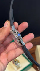 Daytona Silver | Diamond Case | Black Pvc Strap | Diamond Digit | Chrono | Mehroon Dial