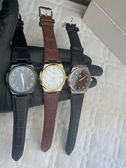 Citron Arabic Metal Watch with Leather Strap